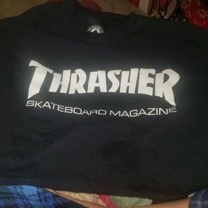 Black Thrasher Cropped Short Sleeve Tee!!